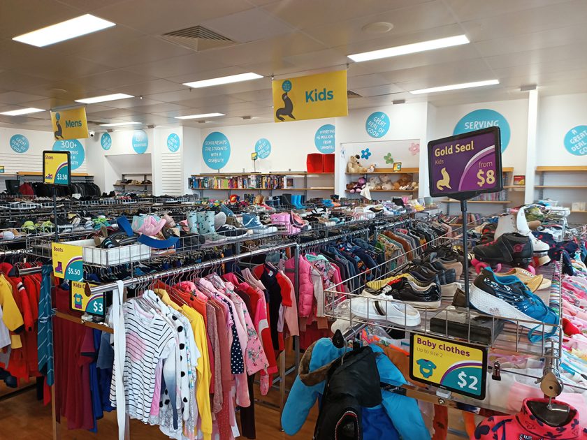 Inside Souther River Good Sammy store showing racks of quality pre-loved clothing